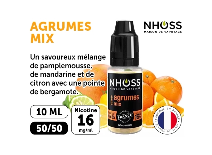 NHOSS 10 ml E-LIQUID AGRUMES MIX NICOTINE 16Mg