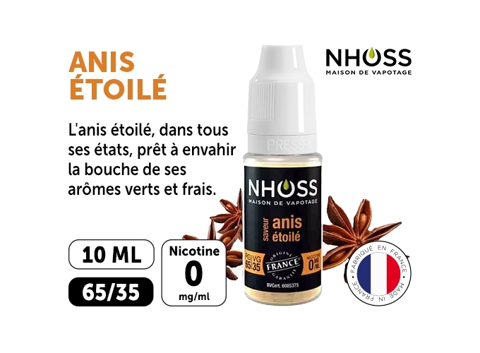 NHOSS 10 ml E-LIQUID ANIS NICOTINE 00Mg