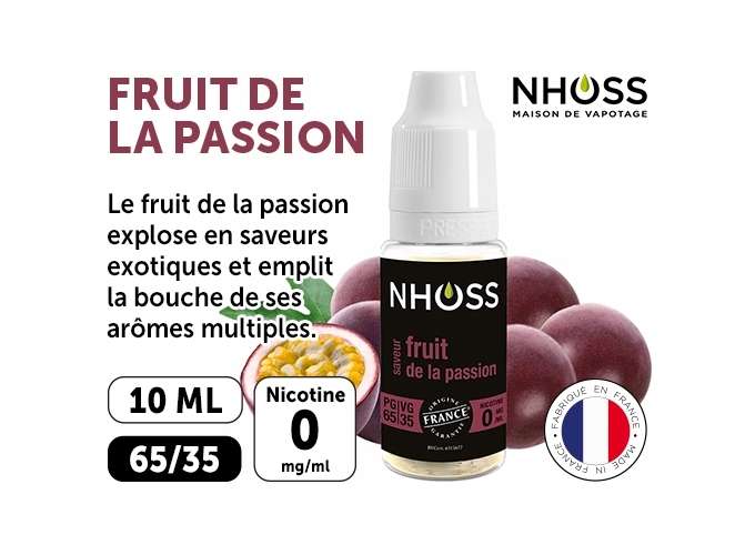 NHOSS 10 ml E-LIQUID FRUIT DE LA PASSION NIC. 00Mg