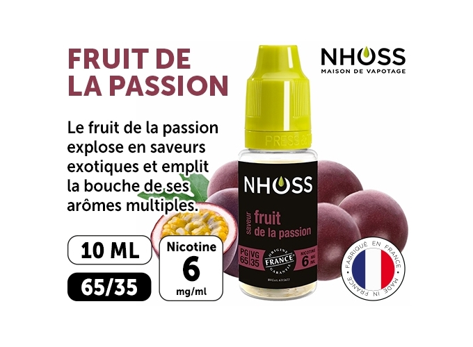 NHOSS 10 ml E-LIQUID FRUIT DE LA PASSION NIC. 06Mg