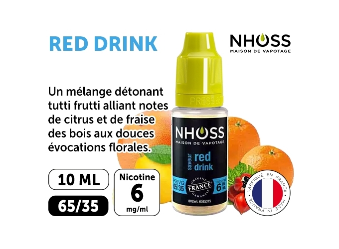 NHOSS 10 ml E-LIQUID RED DRINK NICOT. 06Mg