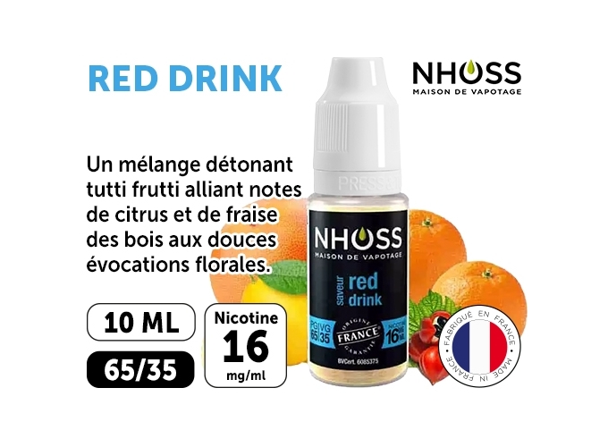 NHOSS 10 ml E-LIQUID RED DRINK NICOT. 16Mg