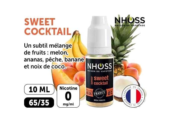 NHOSS 10 ml E-LIQUID SWEET COCKTAIL NICOTINE 00Mg