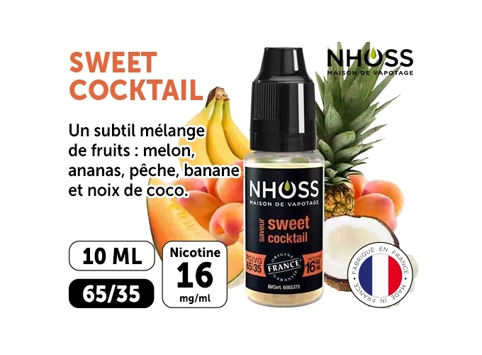 NHOSS 10 ml E-LIQUID SWEET COCKTAIL NICOTINE 16Mg