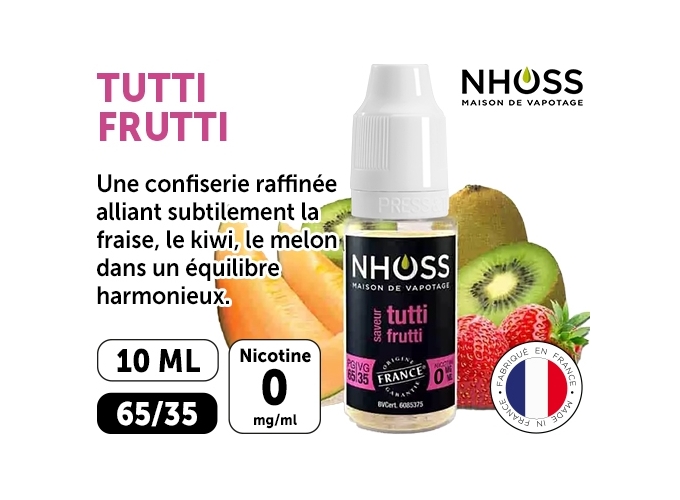 NHOSS 10 ml E-LIQUID TUTTI FRUTTI NICOTINE 00Mg