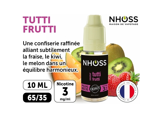 NHOSS 10 ml E-LIQUID TUTTI FRUTTI NICOTINE 03Mg