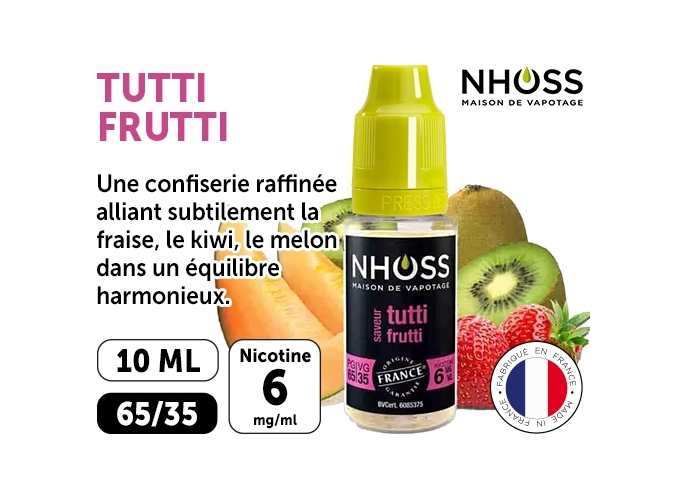 NHOSS 10 ml E-LIQUID TUTTI FRUTTI NICOTINE 06Mg