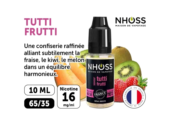 NHOSS 10 ml E-LIQUID TUTTI FRUTTI NICOTINE 16Mg