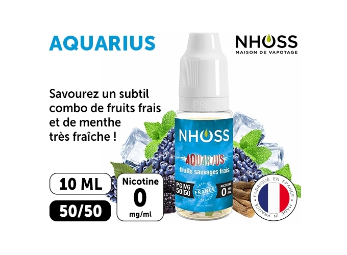NHOSS 10 ml E-LIQUIDE  AQUARIUS   NICOTINE 00Mg