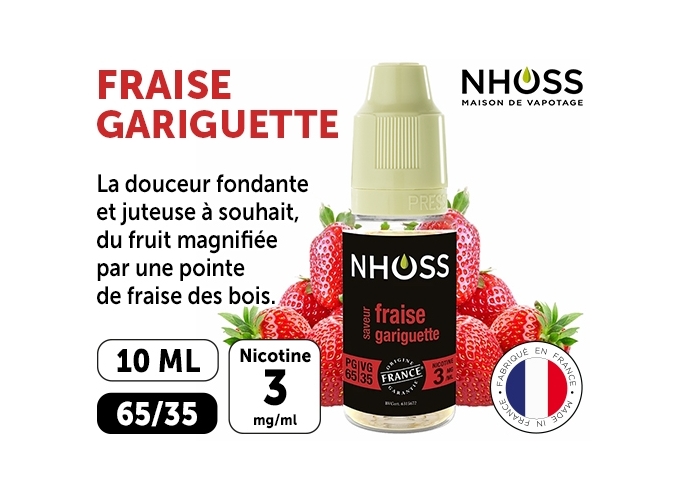 NHOSS 10 ml E-LIQUIDE  FRAISE GARIGUET NICOT. 03Mg