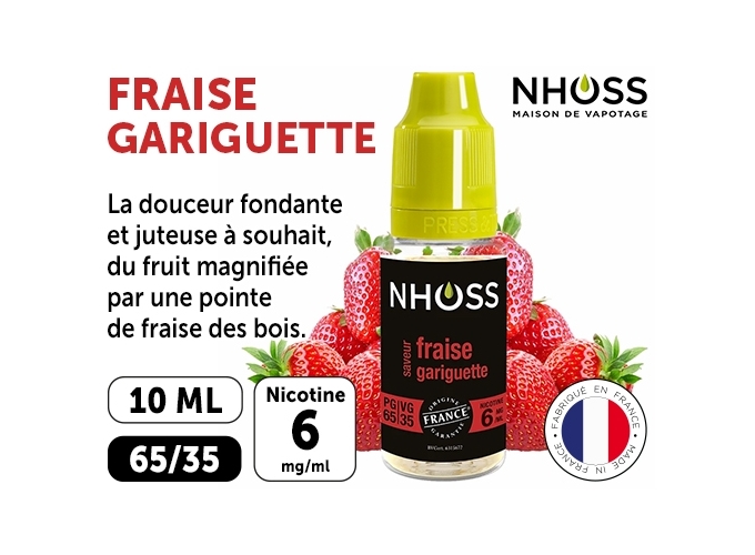 NHOSS 10 ml E-LIQUIDE  FRAISE GARIGUET NICOT. 06Mg