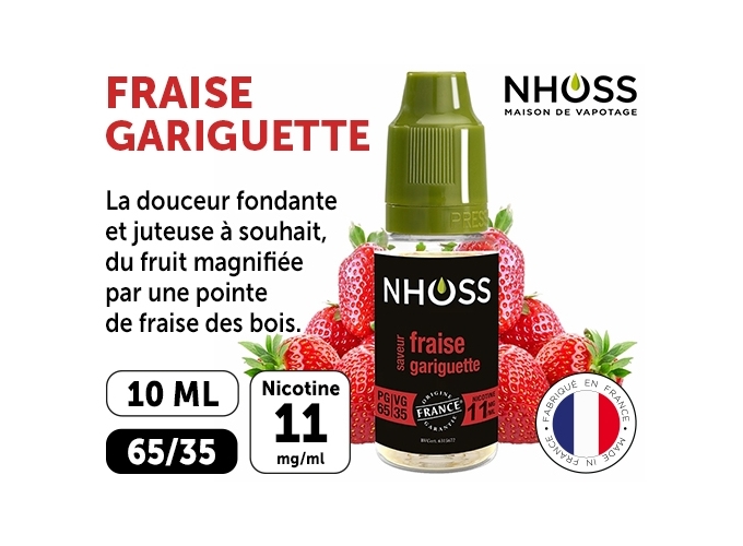 NHOSS 10 ml E-LIQUIDE  FRAISE GARIGUET NICOT. 11Mg