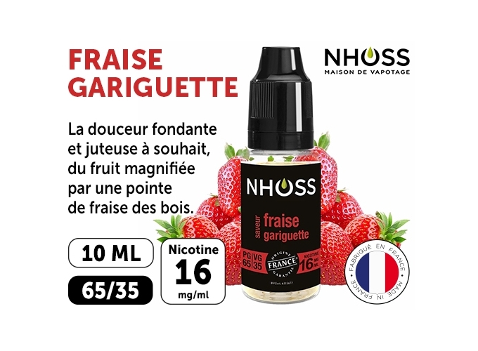 NHOSS 10 ml E-LIQUIDE  FRAISE GARIGUET NICOT. 16Mg