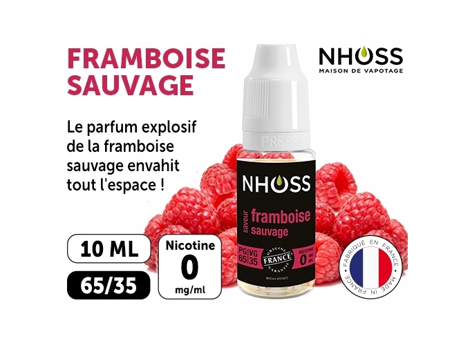 NHOSS 10 ml E-LIQUIDE  FRAMBOISE SAUVAG NICOT.00Mg