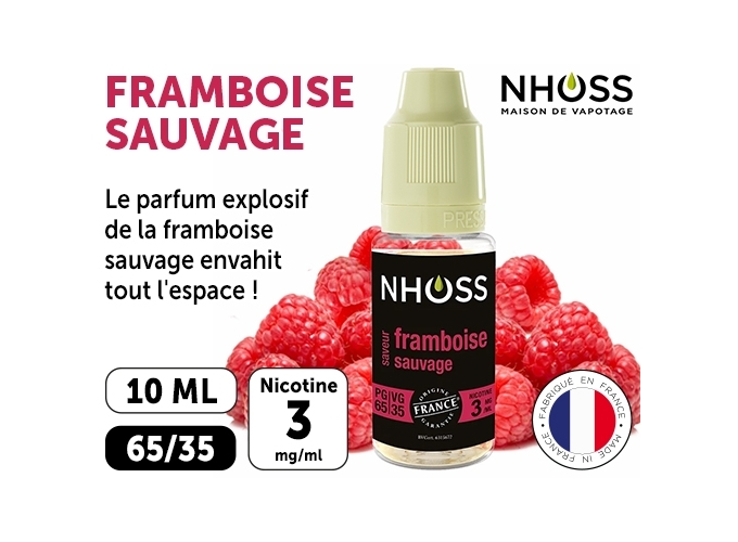 NHOSS 10 ml E-LIQUIDE  FRAMBOISE SAUVAG NICOT.03Mg