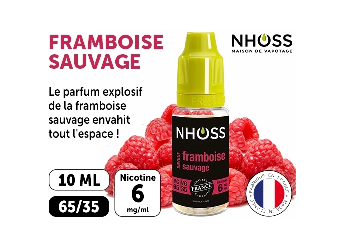 NHOSS 10 ml E-LIQUIDE  FRAMBOISE SAUVAG NICOT.06Mg
