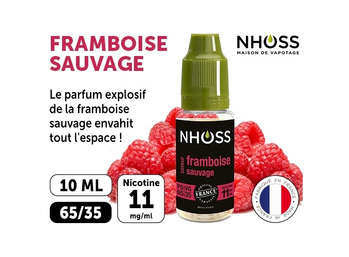 NHOSS 10 ml E-LIQUIDE  FRAMBOISE SAUVAG NICOT.11Mg