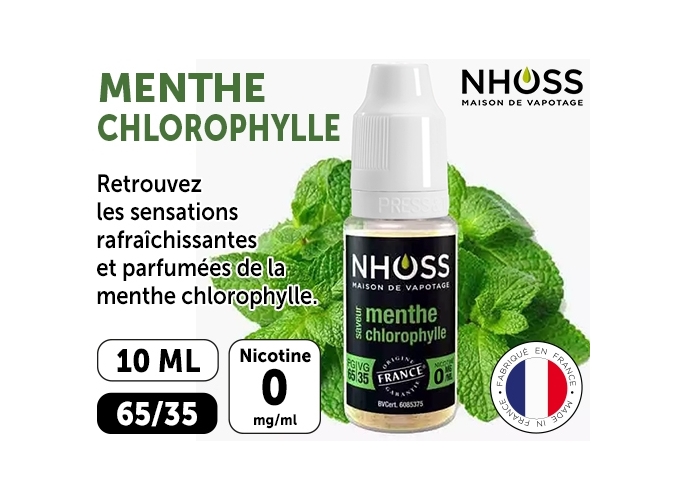 NHOSS 10 ml E-LIQUIDE  MENTHE CHLORO NICOT 00Mg