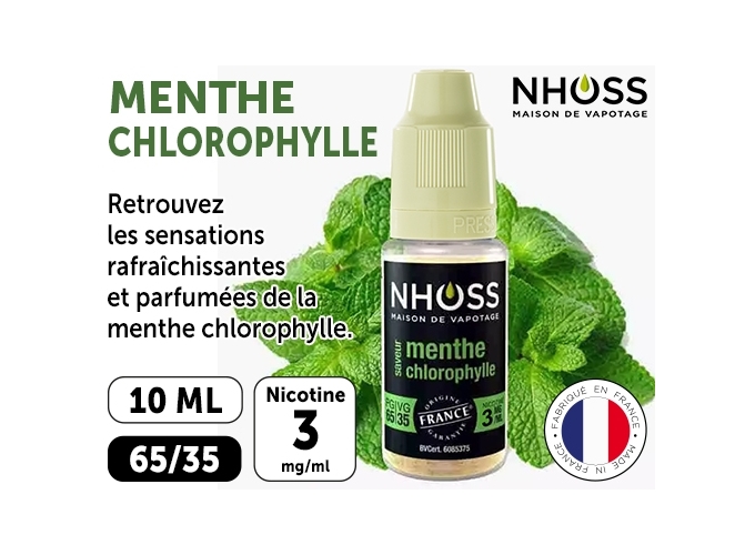 NHOSS 10 ml E-LIQUIDE  MENTHE CHLORO NICOT 03Mg