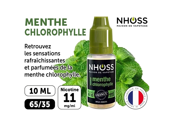 NHOSS 10 ml E-LIQUIDE  MENTHE CHLORO NICOT 11Mg