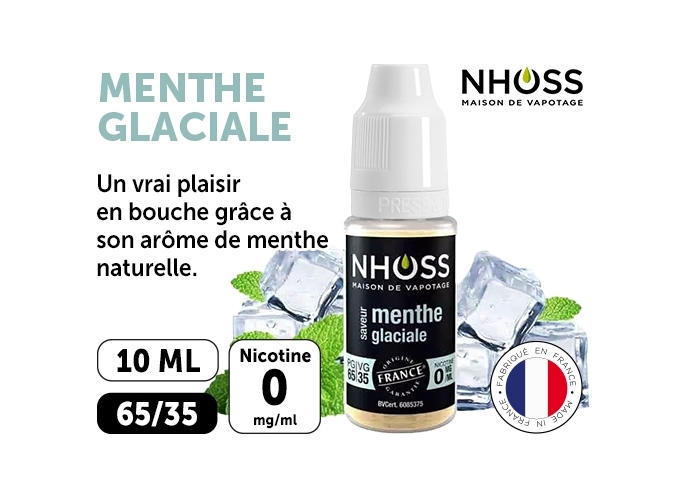 NHOSS 10 ml E-LIQUIDE MENTHE GLACIALE NICOT 00Mg
