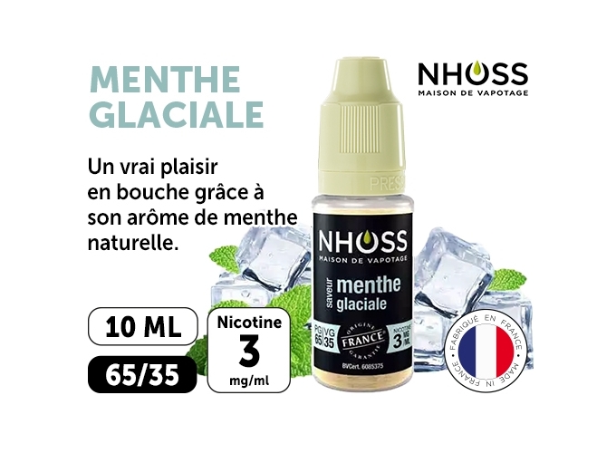 NHOSS 10 ml E-LIQUIDE MENTHE GLACIALE NICOT 03Mg