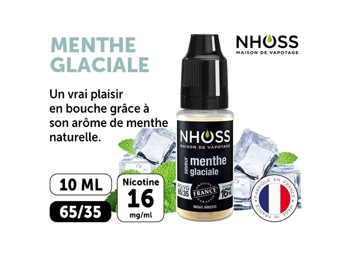 NHOSS 10 ml E-LIQUIDE MENTHE GLACIALE NICOT 16Mg