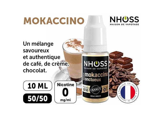 NHOSS 10 ml E-LIQUIDE  MOKACCINO ONCTUEUX 00Mg