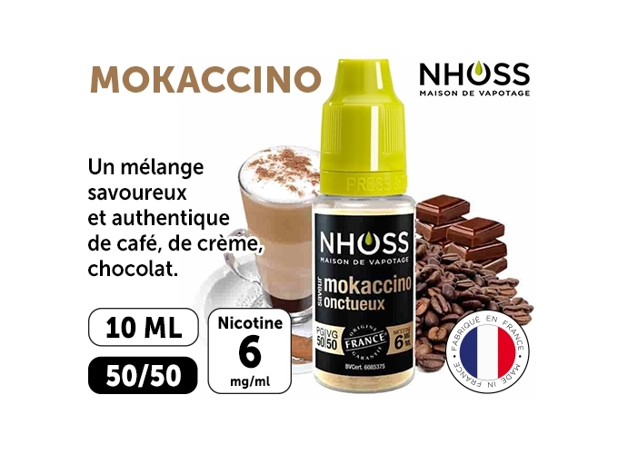 NHOSS 10 ml E-LIQUIDE  MOKACCINO ONCTUEUX 06Mg