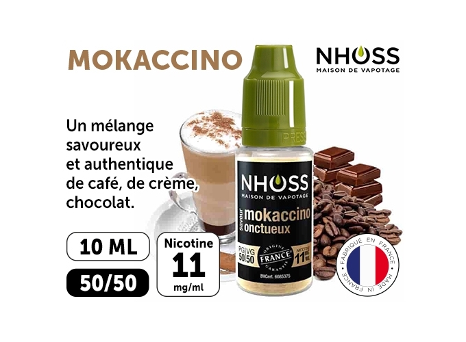 NHOSS 10 ml E-LIQUIDE  MOKACCINO ONCTUEUX 11 Mg