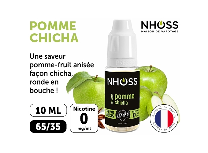 NHOSS 10 ml E-LIQUIDE  POMME NICOT. 00Mg