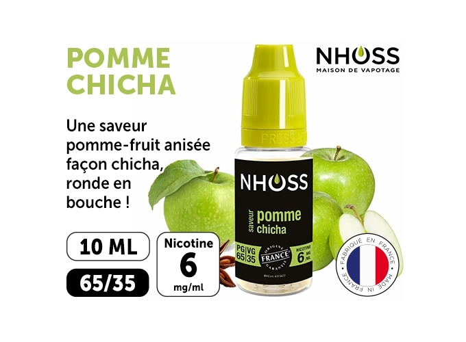 NHOSS 10 ml E-LIQUIDE  POMME NICOT.  06Mg