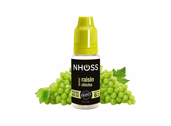 NHOSS 10 ml E-LIQUIDE RAISIN CHICHA NICOTINE 06Mg