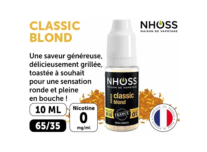 NHOSS 10 ml E-LIQUIDE TABAC BLOND NICOT 00Mg