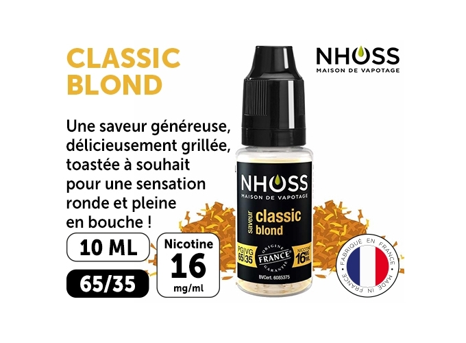 NHOSS 10 ml E-LIQUIDE TABAC BLOND NICOT 16Mg