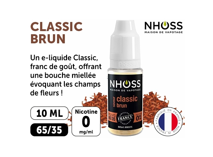NHOSS 10 ml E-LIQUIDE TABAC BRUN NICOT 00Mg
