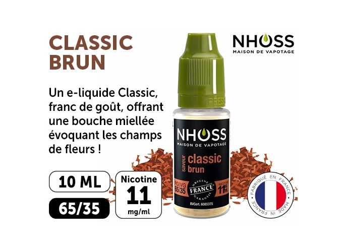 NHOSS 10 ml E-LIQUIDE TABAC BRUN NICOT 11Mg