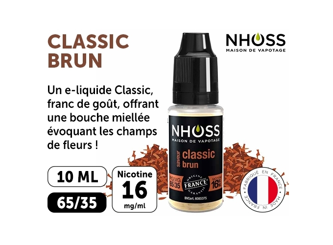 NHOSS 10 ml E-LIQUIDE TABAC BRUN NICOT 16Mg