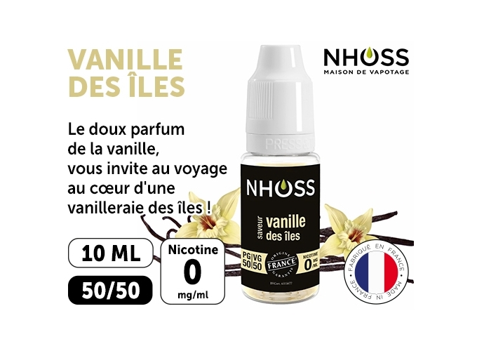 NHOSS 10 ml E-LIQUIDE VANILLE DES ILES NICOT  00Mg