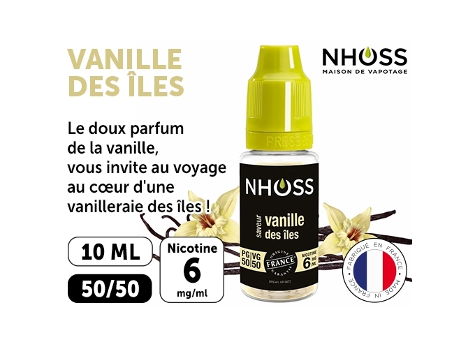 NHOSS 10 ml E-LIQUIDE VANILLE DES ILES NICOT  06Mg