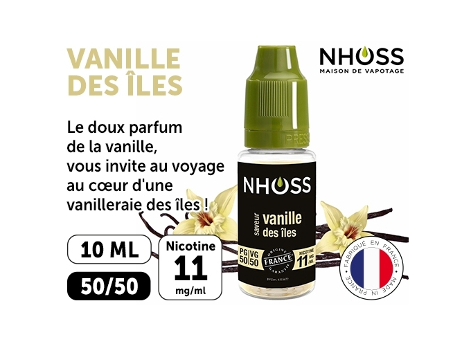NHOSS 10 ml E-LIQUIDE VANILLE DES ILES NICOT  11Mg