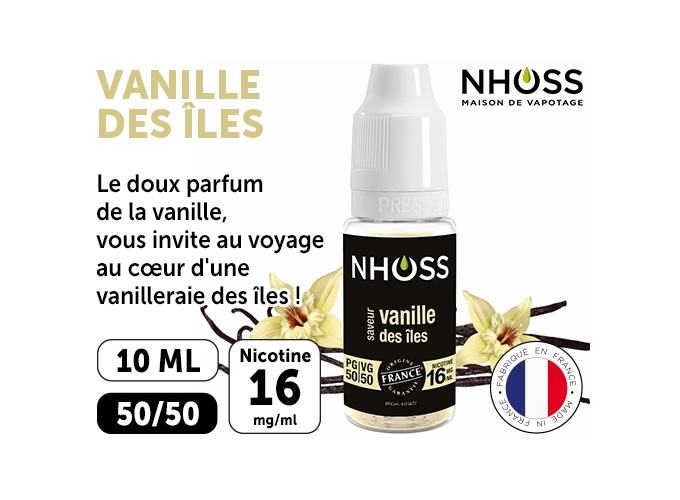 NHOSS 10 ml E-LIQUIDE VANILLE DES ILES NICOT  16Mg