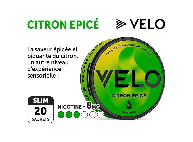 NICOTINE POUCHES VELO CITRON EPICÉ   8mg