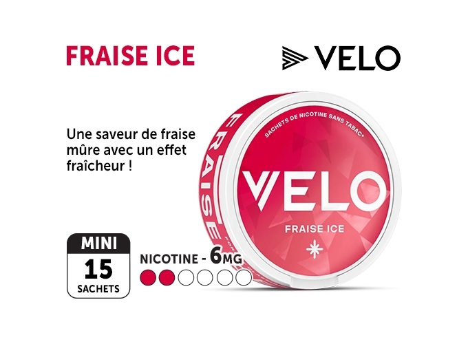NICOTINE POUCHES VELO FRAISE ICE MINI 06 MG