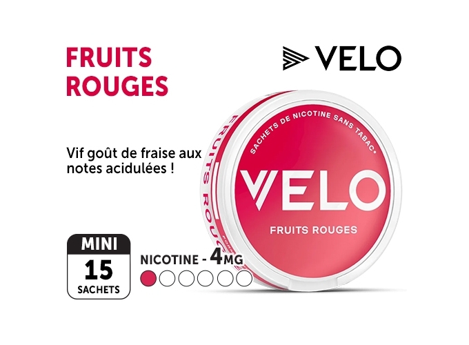 NICOTINE POUCHES VELO FRUITS ROUGES MINI 4mg