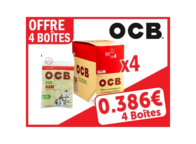 OFFRE 4 BTES 50 SAC. 150 FILTRES OCB SLIM BIO (1)