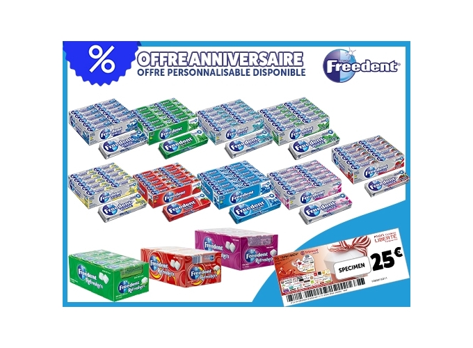 OFFRE ANNIVERSAIRE FREEDENT 12 BTES NOV. DEC. 2025