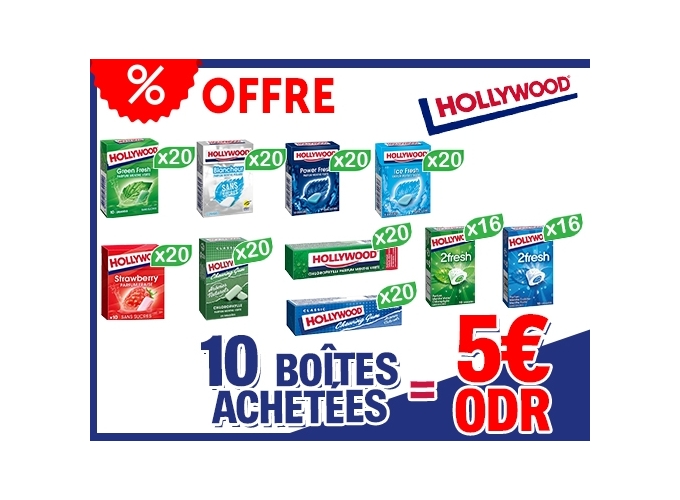 OFFRE HOLLYWOOD   10 BOITES   ODR 5€