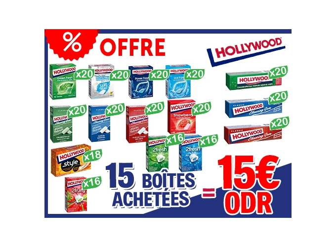OFFRE HOLLYWOOD   15 BOITES   ODR 15€