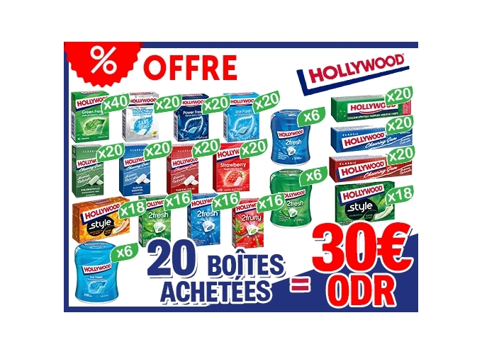 OFFRE HOLLYWOOD   20 BOITES   ODR 30€